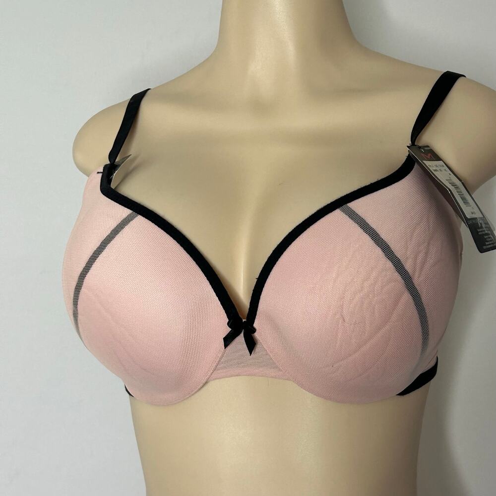 Maidenform Love the Lift Push-Up Bra 36D Pink Black Mesh NWT Style DM9900